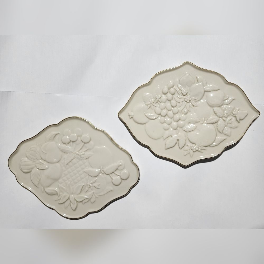 Rare Vintage Lenox Fruits of Life Trivet Set of 2 Fine Ivory China 1998 6"